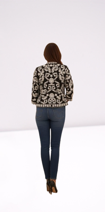 Black & White Suzani Embroidered Cropped Jacket β«οΈ