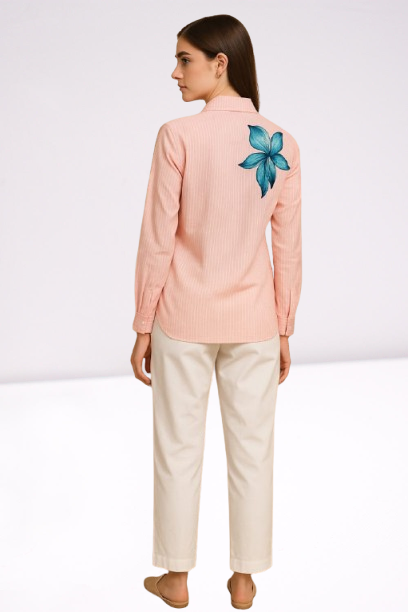Blush Stripe & Teal Hand-Painted Floral Co-ord Set π·