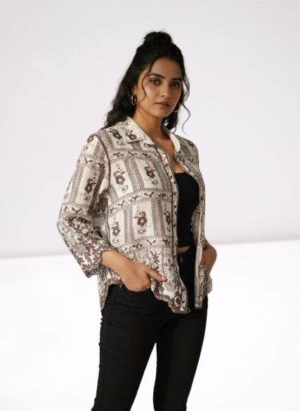 Chocolate Brown Paisley Print Resort Shirt/Jacket 🤎