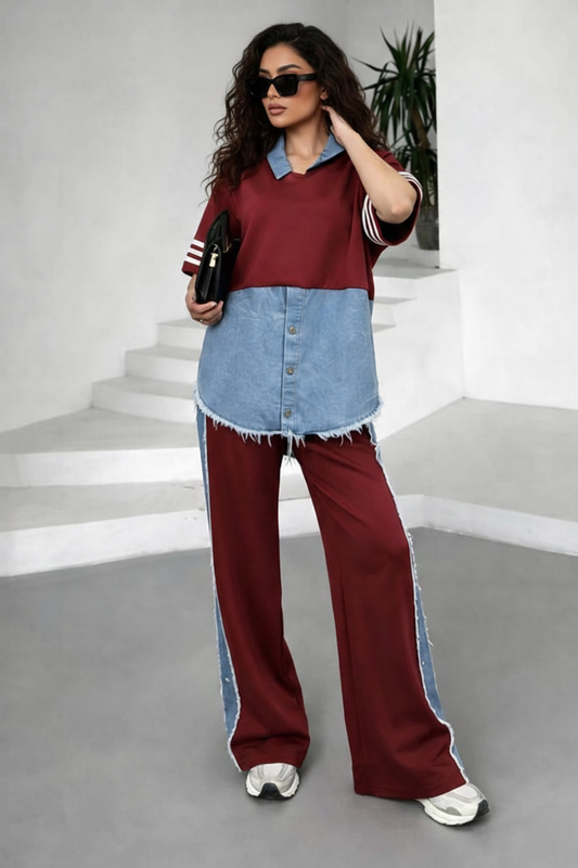 DENIM PATCH COORD SET