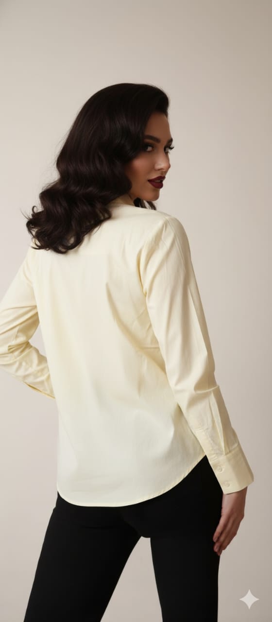 Lemon Yellow Sequin Bow Embellished Shirt π