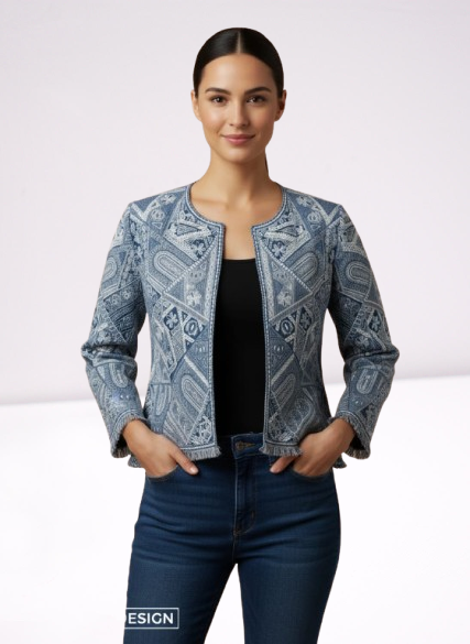 Indigo Paisley Tapestry Cropped Jacket 💙