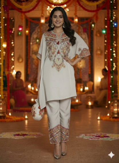 Ruby Red & Gold Embroidered Anarkali Kurta Set with Dupatta ❤️