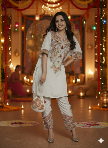 Ruby Red & Gold Embroidered Anarkali Kurta Set with Dupatta ❤️