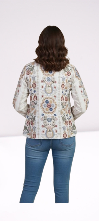 Ivory Multi-Color Kashmiri Embroidered Jacket 🎨