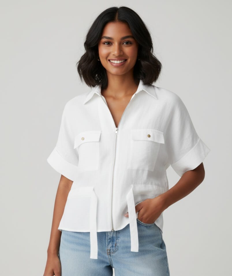 The White Edit Zip-Front Shirt