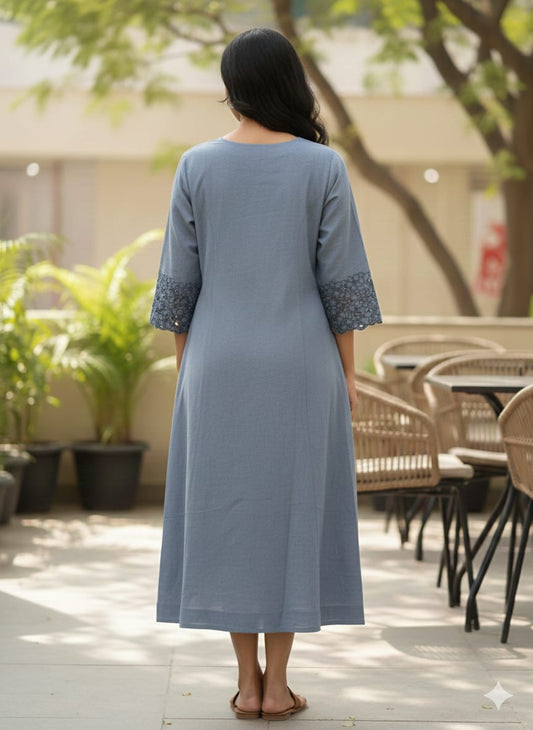 The Serene Bloom Button Dress