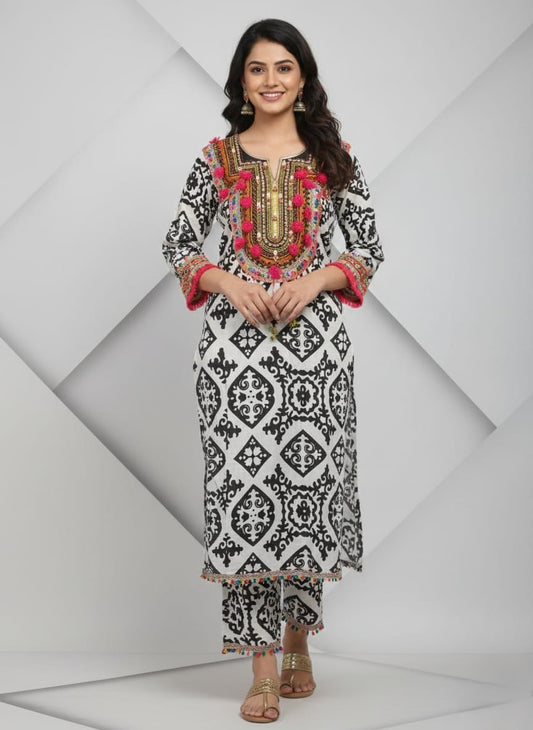 Mirror-Embroidered Kurta Set