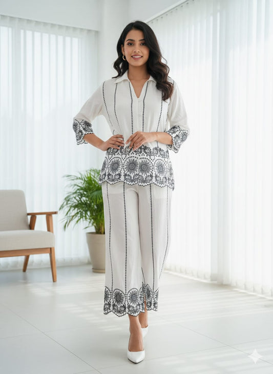 White Botanical Co-ord Set