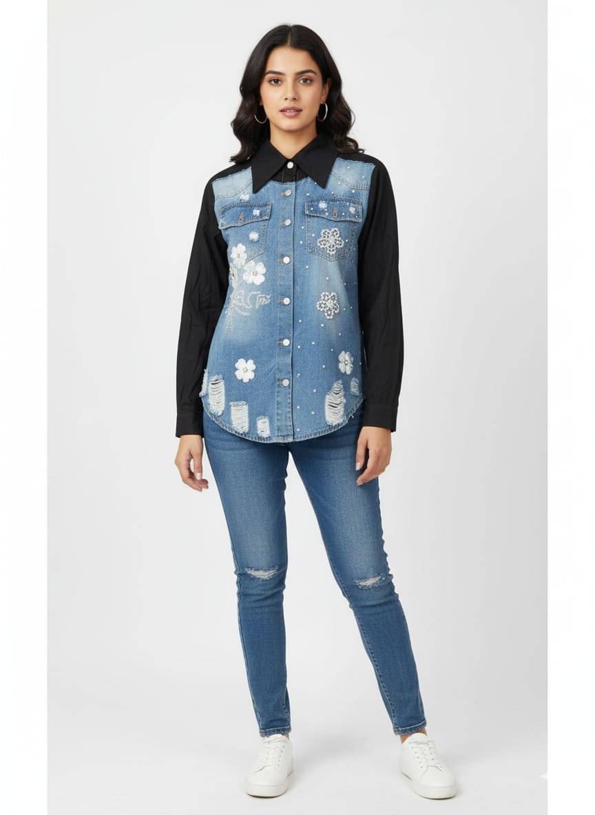 Noir Denim Bloom Shirt