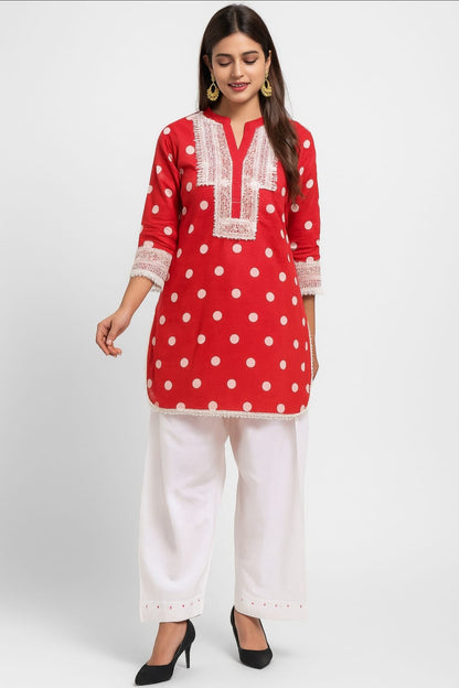 Crimson Dot Kurta & Plazzo