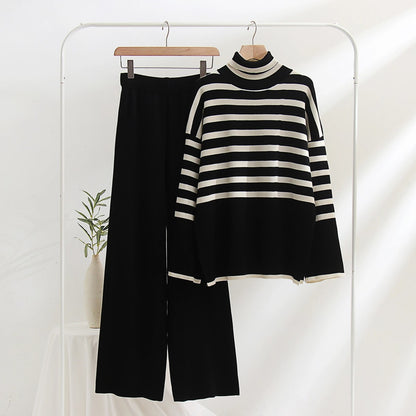 HIGH NECK STRIPED COORD SET