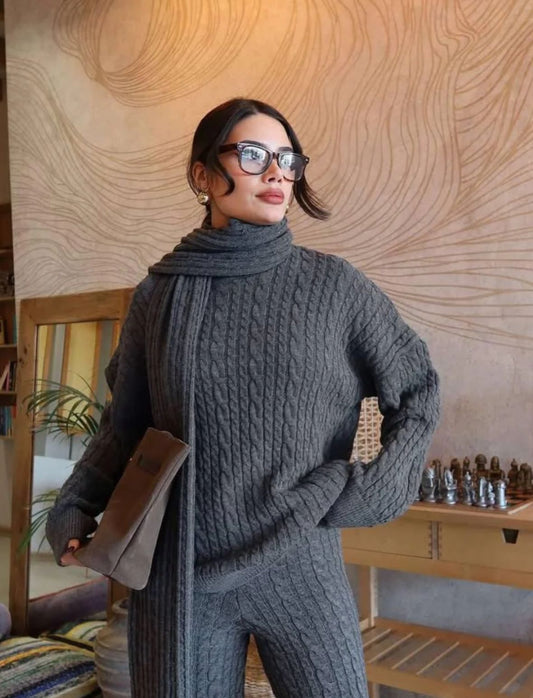 CABEL KNIT SCARF CO-ORD